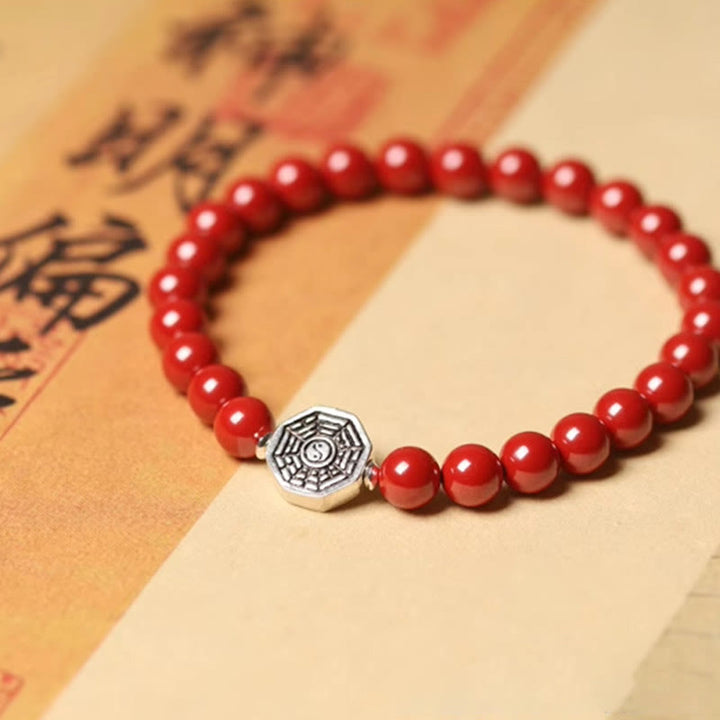 Buddha Stones 925 Sterling Silver Yin Yang Bagua Symbol Cinnabar String Concentration Bracelet - image 15