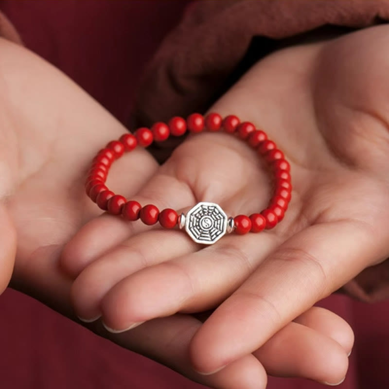 Buddha Stones 925 Sterling Silver Yin Yang Bagua Symbol Cinnabar String Concentration Bracelet - image 20