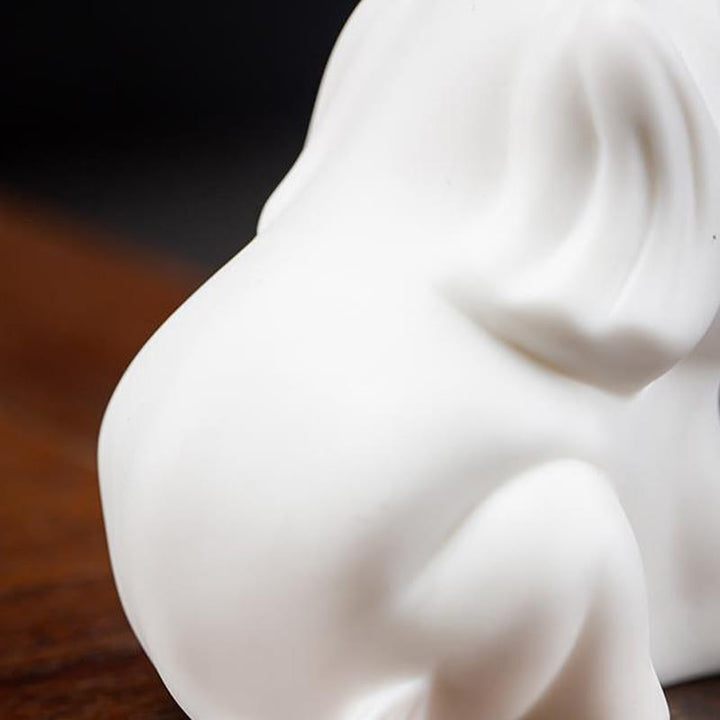Buddha Stones Small Elephant Statue White Porcelain Ceramic Strength Home Desk Decoration - image 10