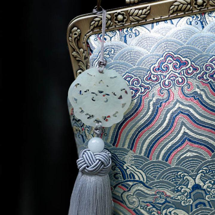 Buddha Stones Small Blue Ocean Waves Metal Chain Crossbody Bag Shoulder Bag Cellphone Bag - image 4