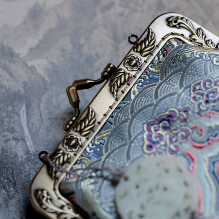 Buddha Stones Small Blue Ocean Waves Metal Chain Crossbody Bag Shoulder Bag Cellphone Bag - image 3