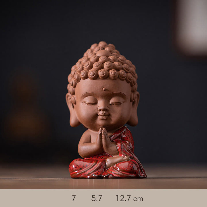 Buddha Stones Mini Gautama Buddha Sakyamuni Kwan Yin Avalokitesvara Ksitigarbha Serenity Ceramic Desk Decoration - Gautama Buddha Sakyamuni 7*5.7*12.7cm - image 1