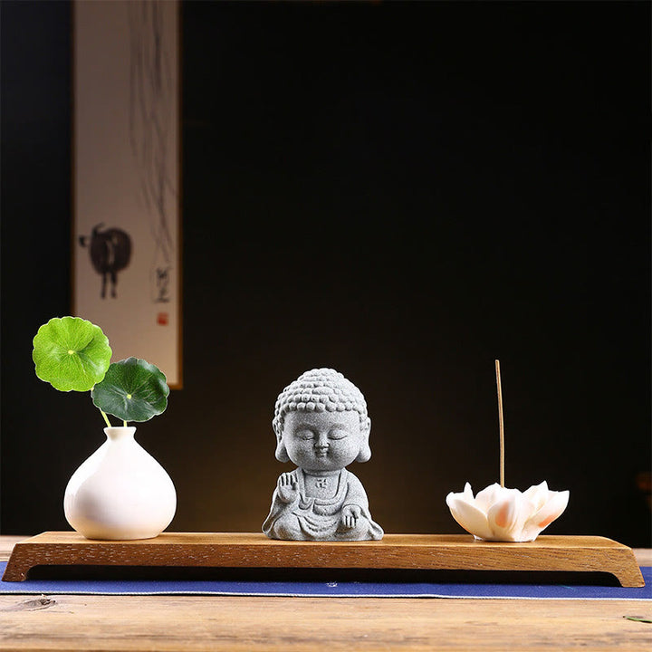 Buddha Stones Meditation Praying Buddha Compassion Serenity Home Decoration - Buddha Raises Hand+Base+Vase - image 16