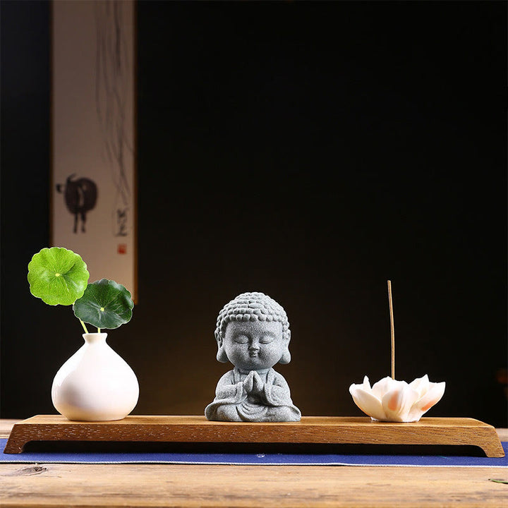 Buddha Stones Meditation Praying Buddha Compassion Serenity Home Decoration - Praying Buddha+Base+Vase - image 15