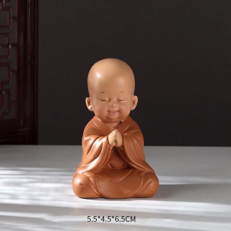 Buddha Stones Small Mini Meditation Praying Monk Serenity Resin Home Decoration - Praying Monk 5.5*4.5*6.5cm - image 2
