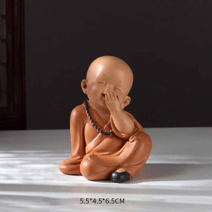 Buddha Stones Small Mini Meditation Praying Monk Serenity Resin Home Decoration - Covering Mouth Monk 5.5*4.5*6.5cm - image 12