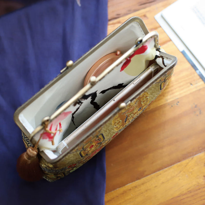 Buddha Stones Vintage Geometry Flowers Metal Chain Crossbody Bag Shoulder Bag Handbag - image 3