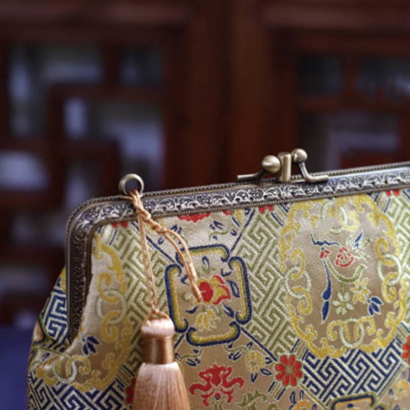 Buddha Stones Vintage Geometry Flowers Metal Chain Crossbody Bag Shoulder Bag Handbag - image 5