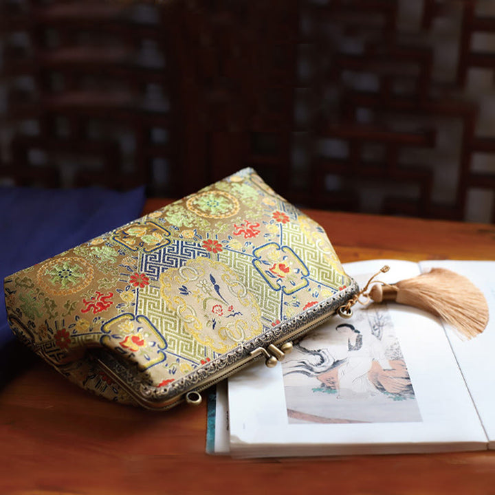 Buddha Stones Vintage Geometry Flowers Metal Chain Crossbody Bag Shoulder Bag Handbag - image 4