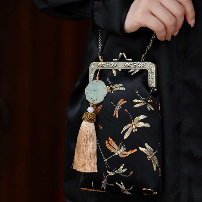 Buddha Stones Small Dragonfly Metal Chain Crossbody Bag Shoulder Bag Cellphone Bag - Dragonfly 11*19*3cm - image 0