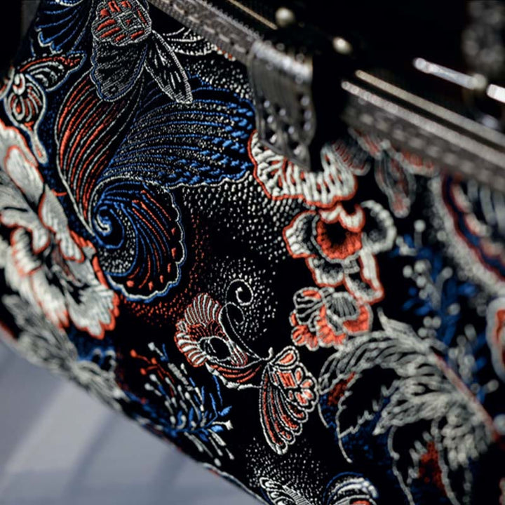 Buddha Stones Butterfly Flowers Metal Handle Handbag - image 4