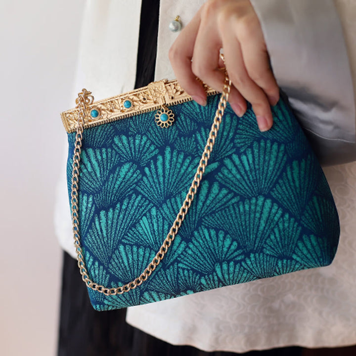 Buddha Stones Blue Lines Metal Chain Crossbody Bag Shoulder Bag Handbag - image 1