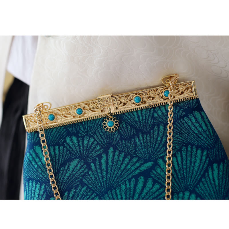 Buddha Stones Blue Lines Metal Chain Crossbody Bag Shoulder Bag Handbag - image 2