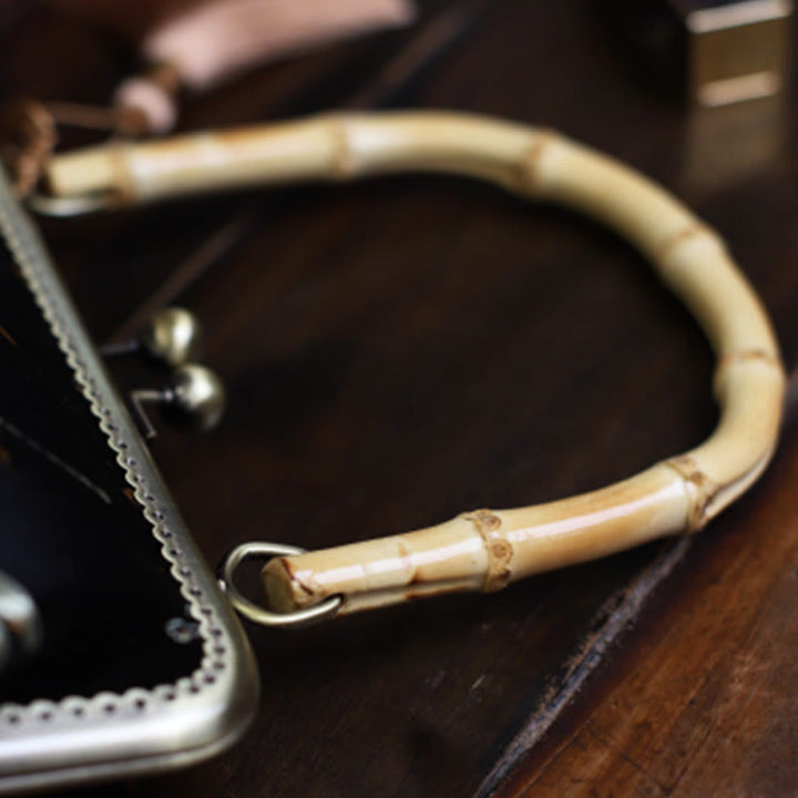 Buddha Stones Dragonfly Crane Bamboo Leaves Plum Blossom Bamboo Handles Handbag - image 4