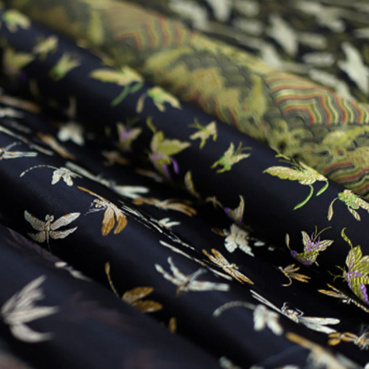 Buddha Stones Dragonfly Crane Bamboo Leaves Plum Blossom Bamboo Handles Handbag - image 8