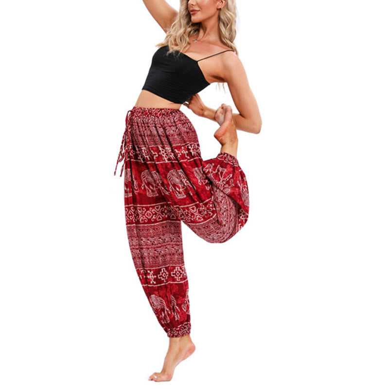 Buddha Stones Elephant Geometry Pattern Casual Loose Harem Trousers Women's Yoga Pants - image 7