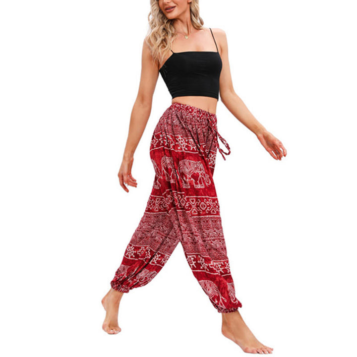 Buddha Stones Elephant Geometry Pattern Casual Loose Harem Trousers Women's Yoga Pants - image 4