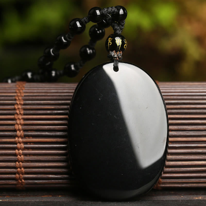 Buddha Stones Black Obsidian Koi Fish Bead Rope Fulfilment Strength Necklace Pendant - image 5