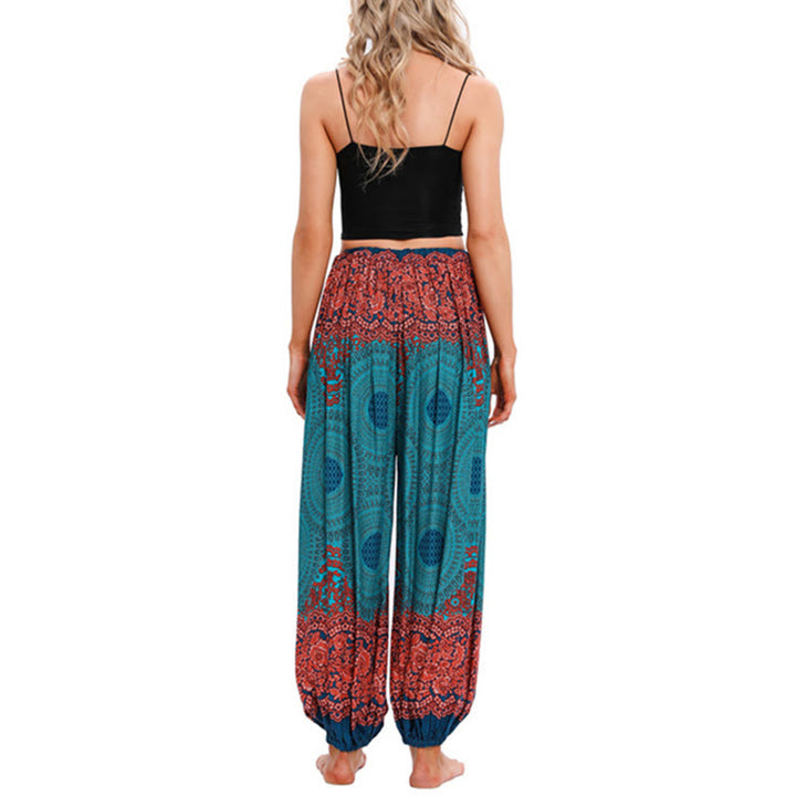 Buddha Stones Loose Circle-shaped Flowers Pattern Harem Trousers Women's Yoga Pants - image 8
