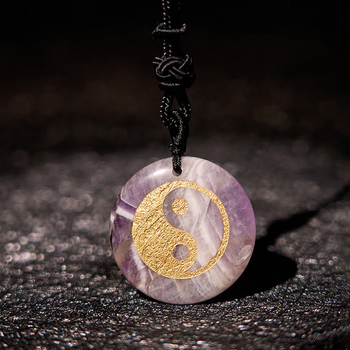 Buddha Stones Various Crystal Amethyst Tiger Eye Green Aventurine Yin Yang Spiritual Necklace Pendant - image 6