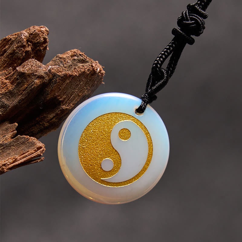 Buddha Stones Various Crystal Amethyst Tiger Eye Green Aventurine Yin Yang Spiritual Necklace Pendant - Opal(Synthetic) - image 31