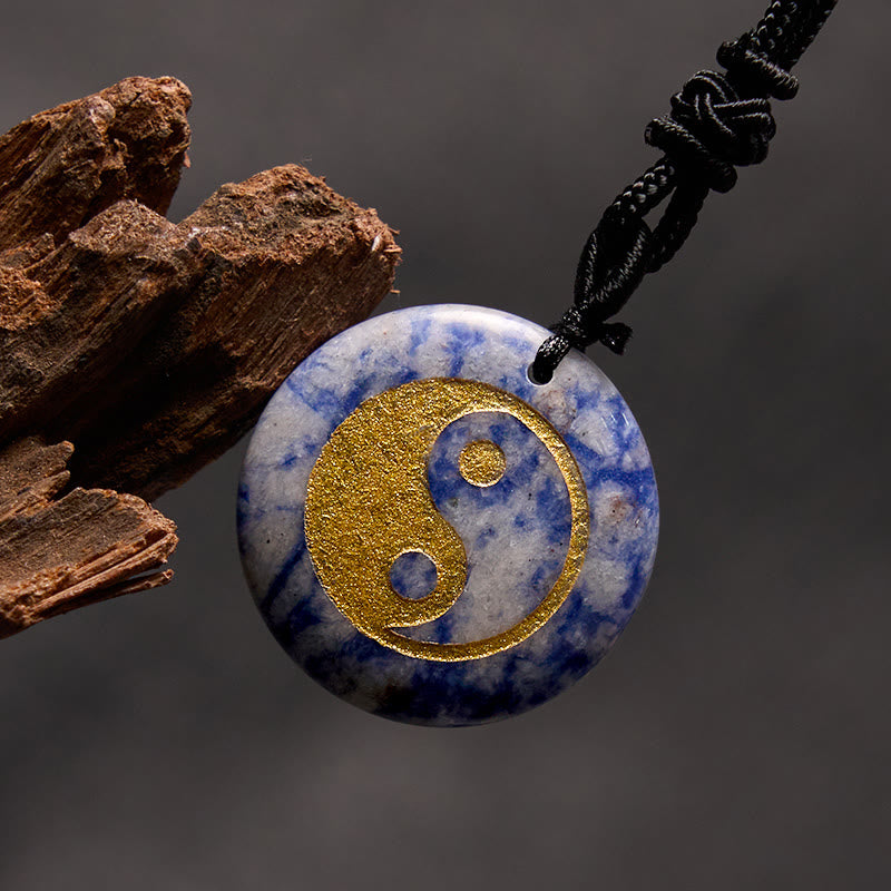 Buddha Stones Various Crystal Amethyst Tiger Eye Green Aventurine Yin Yang Spiritual Necklace Pendant - Blue-Vein Stone - image 53