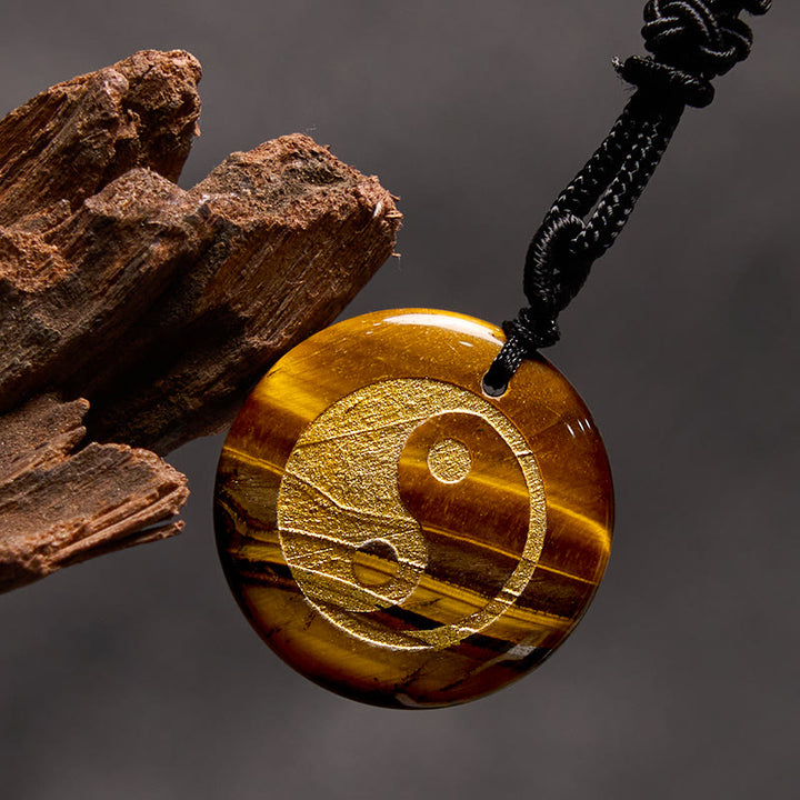 Buddha Stones Various Crystal Amethyst Tiger Eye Green Aventurine Yin Yang Spiritual Necklace Pendant - Tiger Eye - image 19