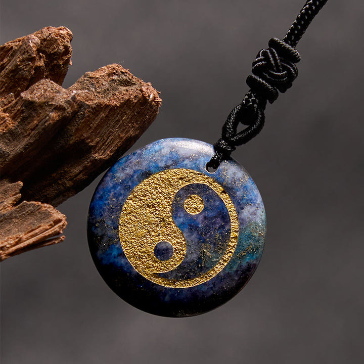 Buddha Stones Various Crystal Amethyst Tiger Eye Green Aventurine Yin Yang Spiritual Necklace Pendant - Lazurite - image 42