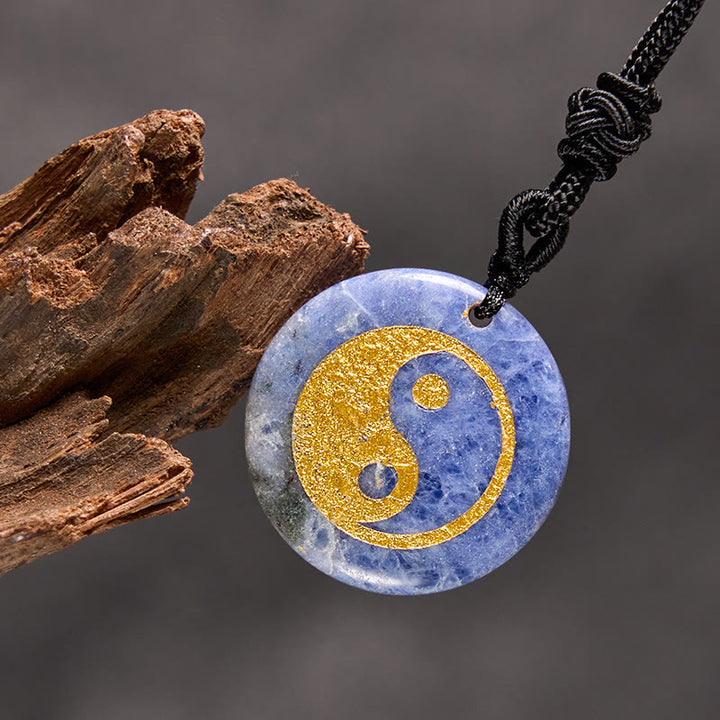 Buddha Stones Various Crystal Amethyst Tiger Eye Green Aventurine Yin Yang Spiritual Necklace Pendant - Sodalite - image 63