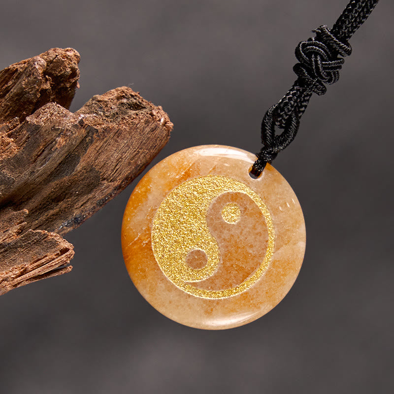 Buddha Stones Various Crystal Amethyst Tiger Eye Green Aventurine Yin Yang Spiritual Necklace Pendant - Orange Aventurine - image 37