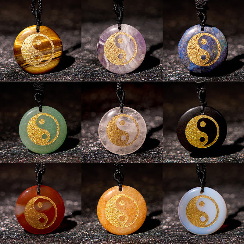Buddha Stones Various Crystal Amethyst Tiger Eye Green Aventurine Yin Yang Spiritual Necklace Pendant - image 4