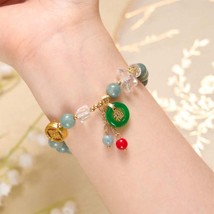 Buddha Stones Strawberry Quartz Jade Fu Character Charm Healing Bracelet - image 10