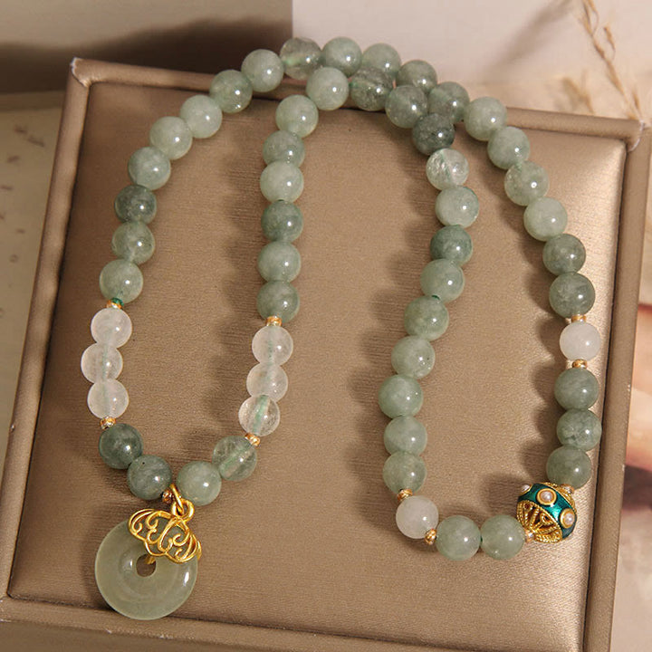 Buddha Stones Green Aventurine Peace Buckle Charm Luck Double Wrap Bracelet - image 2