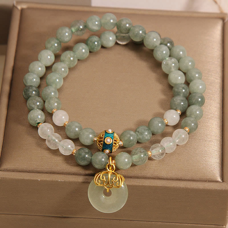 Buddha Stones Green Aventurine Peace Buckle Charm Luck Double Wrap Bracelet - image 4