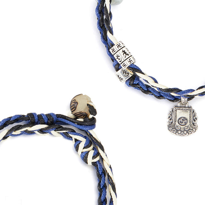 Buddha Stones 925 Sterling Silver Om Mani Padme Hum Swastika Handmade Protection Bracelet - image 9