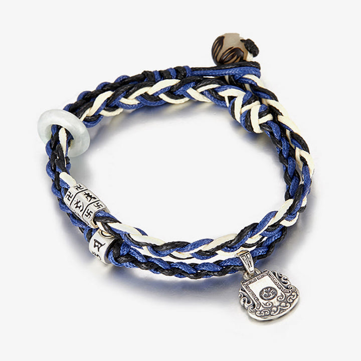 Buddha Stones 925 Sterling Silver Om Mani Padme Hum Swastika Handmade Protection Bracelet - image 3