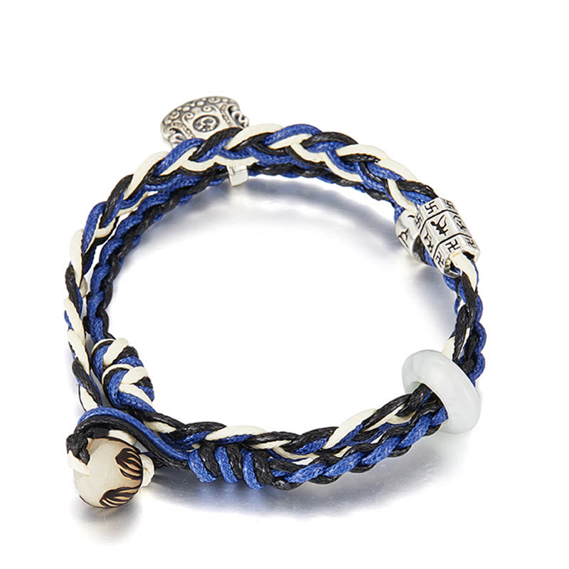 Buddha Stones 925 Sterling Silver Om Mani Padme Hum Swastika Handmade Protection Bracelet - image 11