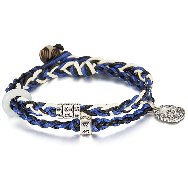 Buddha Stones 925 Sterling Silver Om Mani Padme Hum Swastika Handmade Protection Bracelet - image 10