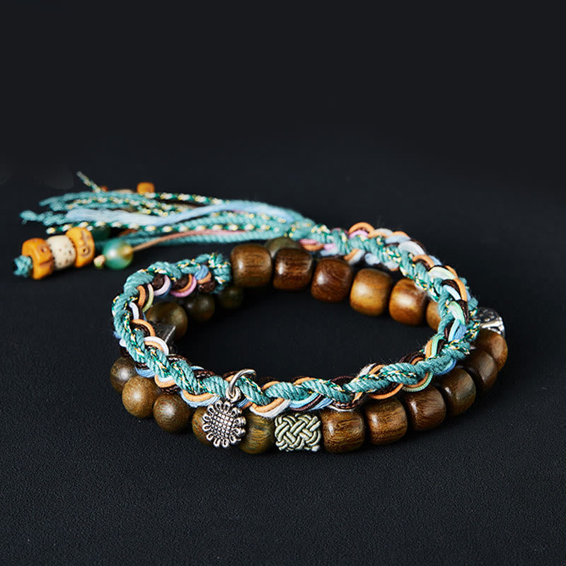 Buddha Stones 925 Sterling Silver Green Sandalwood Bodhi Seed Handmade Positive Bracelet - 19cm fit for Wrist Circumference 17cm - image 0