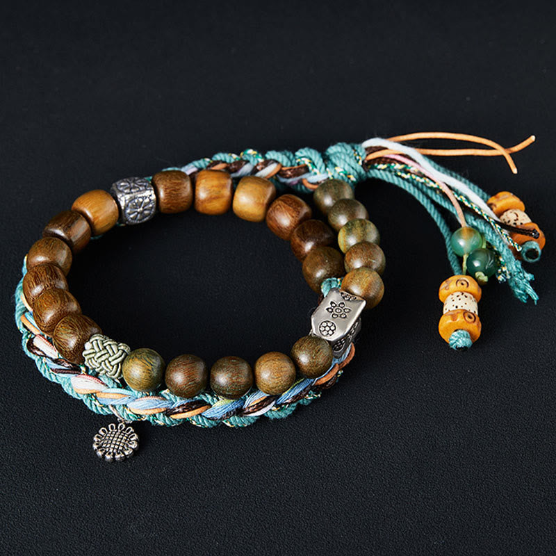 Buddha Stones 925 Sterling Silver Green Sandalwood Bodhi Seed Handmade Positive Bracelet - image 1