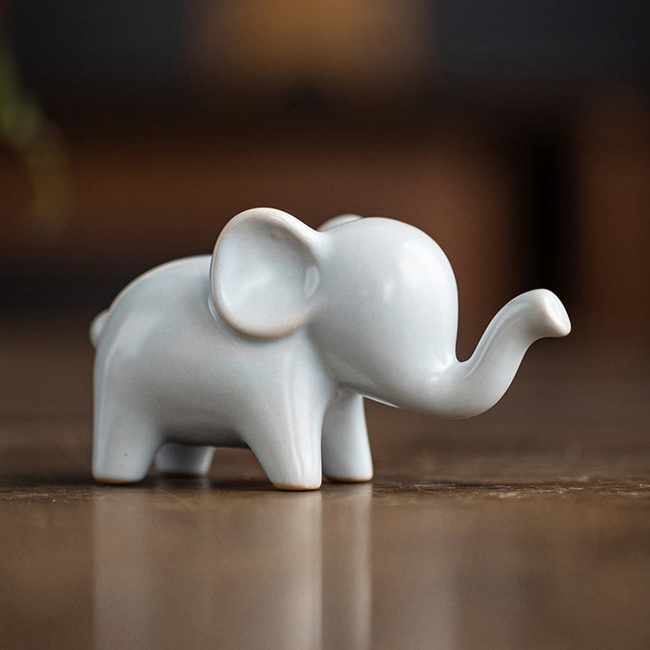 Buddha Stones Small Ceramic Elephant Home Tea Pet Figurine Desk Decoration - image 2
