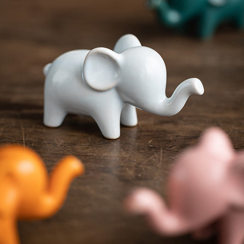 Buddha Stones Small Ceramic Elephant Home Tea Pet Figurine Desk Decoration - image 13
