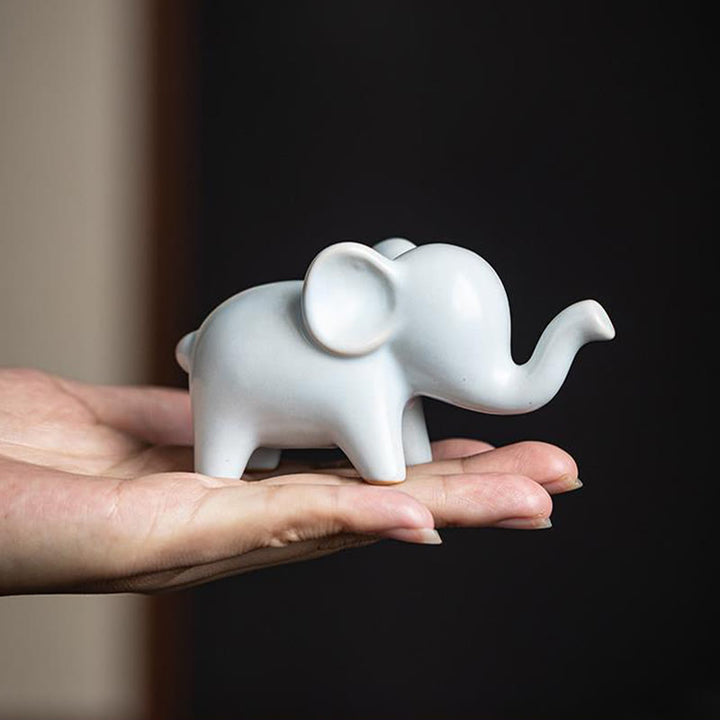 Buddha Stones Small Ceramic Elephant Home Tea Pet Figurine Desk Decoration - image 3