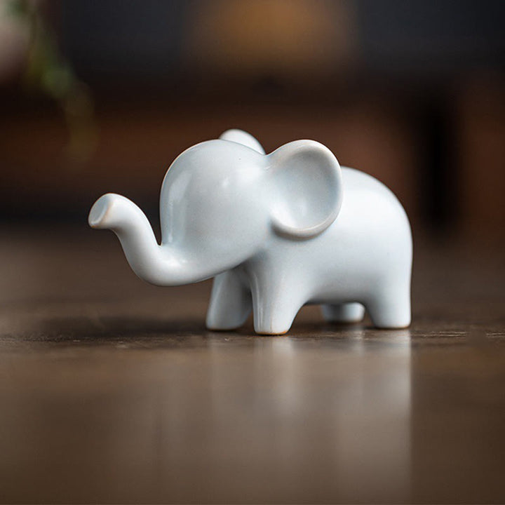 Buddha Stones Small Ceramic Elephant Home Tea Pet Figurine Desk Decoration - image 7