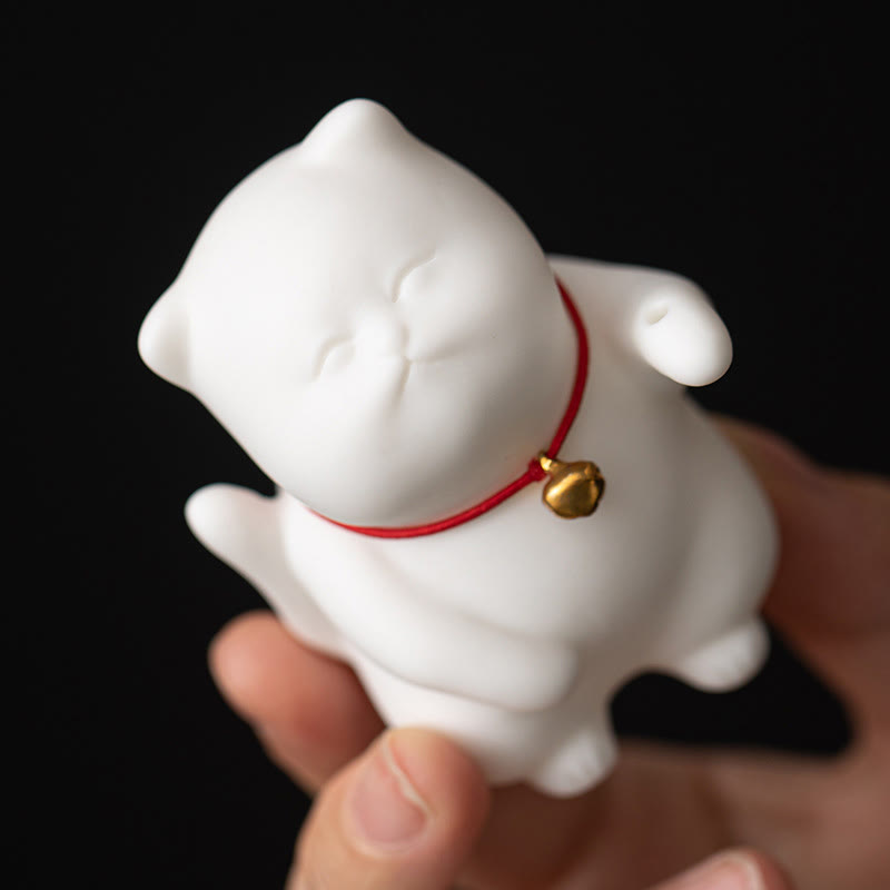 Buddha Stones Mini Cute Cat Ceramic Healing Incense Burner Desk Decoration - image 5