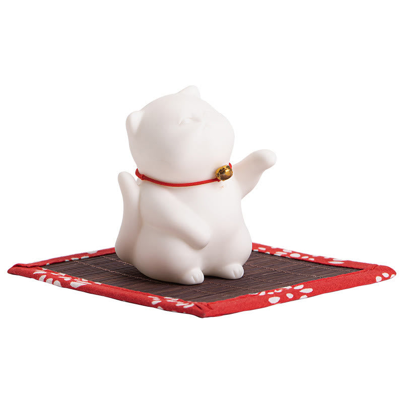 Buddha Stones Mini Cute Cat Ceramic Healing Incense Burner Desk Decoration - image 3