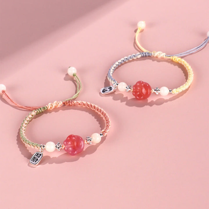 Buddha Stones Yanyuan Agate Cat Claw Paw White Bodhi Seed Fu Character Positive Braided Rope Bracelet - image 13