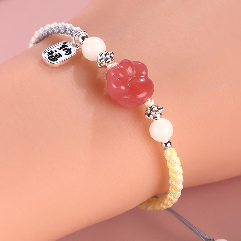 Buddha Stones Yanyuan Agate Cat Claw Paw White Bodhi Seed Fu Character Positive Braided Rope Bracelet - image 4