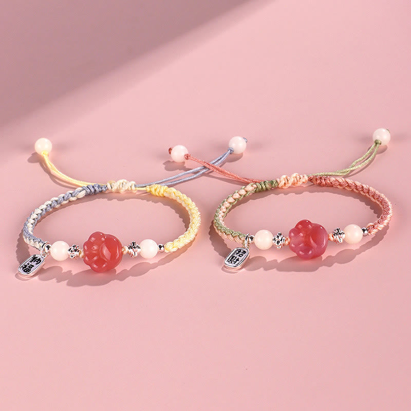 Buddha Stones Yanyuan Agate Cat Claw Paw White Bodhi Seed Fu Character Positive Braided Rope Bracelet - image 11