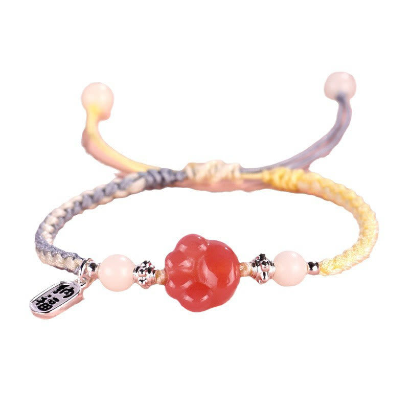 Buddha Stones Yanyuan Agate Cat Claw Paw White Bodhi Seed Fu Character Positive Braided Rope Bracelet - image 8